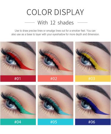 12 Colored Eyeliners Pen Set Waterproof Smudge-Proof Eye Shadow Pencil Liquid Eyeliner Makeup Set Long-Lasting High Pigmented Rainbow Eyeliner Pencils Kit Glitter Eye Liners for Women #1*12colour - Buy Online on GoSupps.com
