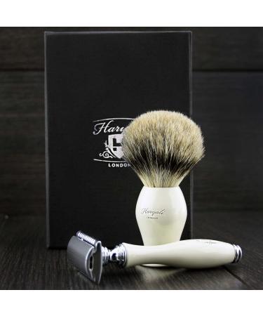 Buy Haryali London Double Edge Shaving Razor & Badger Hair Brush Kit | Premium Shaving Set for Men | International Shipping Available - Buy Online on GoSupps.com