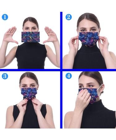 Adult Design Disposable Face Masks 50 Pack Pink Butterfly Women Cute Breathable Comfy Mask - Multicolor Butterfly - Buy Online on GoSupps.com