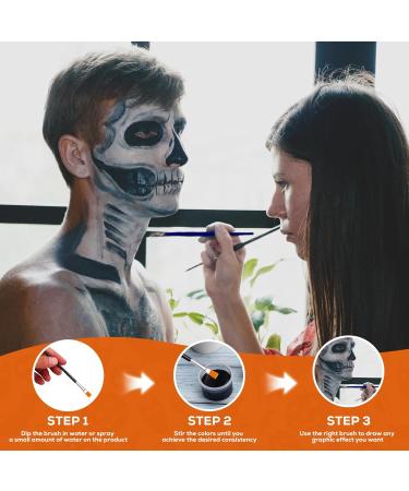 Body Paint for Skin Washable Makeup Cream | 3-Color Water-Soluble Face Makeup Kit for Adult Cosplay Costumes Sporting Events Clown Skeleton - Buy Online on GoSupps.com