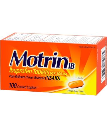 Motrin IB Ibuprofen 200mg Tablets - Pain Reliever for Aches & Pains - 100 Ct - Buy Online on GoSupps.com