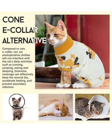 Dertrun Cat Surgery Soft Romper - Anti-Lick Abdominal Wound Suit for Kittens & Cats | Post-Surgery Recovery Collar Replacement | Yellow - Buy Online on GoSupps.com