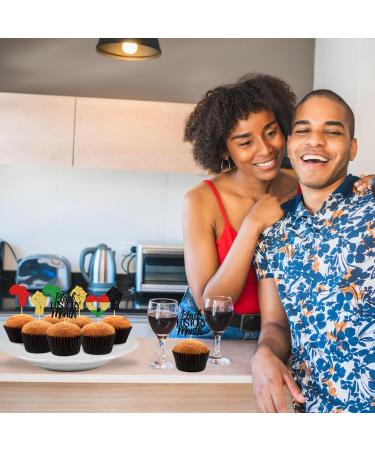 Qttier 24Pcs Black History Month Cupcake Toppers Pre-assembled Black History Month Cupcake Picks for African American History Month Party Decorations Glitter - Buy Online on GoSupps.com