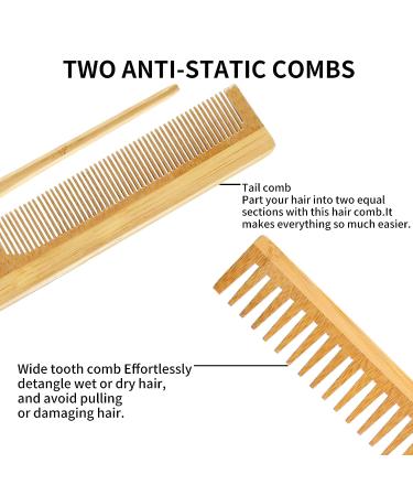EKONAER 4 PCS Bamboo Hair Brush Set with Wide-tooth Comb for Women, Men, Kids, and Babies - Detangling Hairbrush for Thick, Thin, Curly, Straight, Dry Hair - Buy Online on GoSupps.com