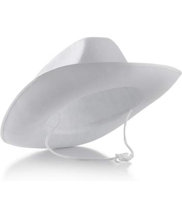 Pack of 2 White Felt Cowboy Hats for Women and Men - Adjustable Neck Draw String - Ideal for Dress-Up Parties - One Size Fits Most Teens and Adults - Buy Online on GoSupps.com