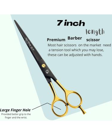 Glamified 7 inch Black Professional Hairdressing Barber Scissors Shears - Professional Hairdressing Scissors Hair Scissor for Hairdressers Barbers Stainless Steel - Hair Cutting Shears - Buy Online on GoSupps.com