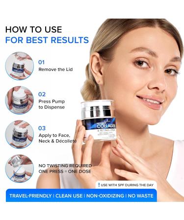 Collagen Face Cream with Retinol & Hyaluronic Acid Anti Aging Moisturizer for Women & Men Firming Day & Night Cream for Wrinkles Hydrating Facial Lotion for All Skin Types - Buy Online on GoSupps.com