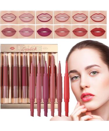 Crayon double extr mit Ensemble de 6 pi ces rouge et crayon mat 2 en 1 | Kit de maquillage imperm able crayons haute teneur en pigments pour remodeler et claircir l - Buy Online on GoSupps.com