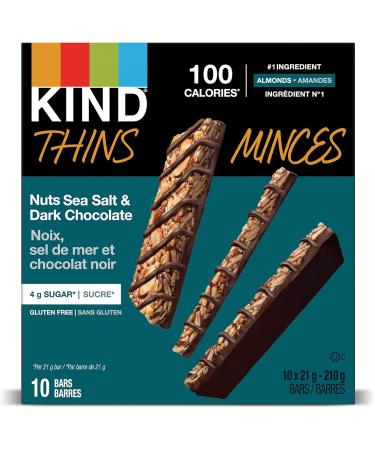 KIND THINS Nuts Sea Salt & Dark Chocolate Gluten Free Bars 21g Bar (10 Count) - Buy Online on GoSupps.com
