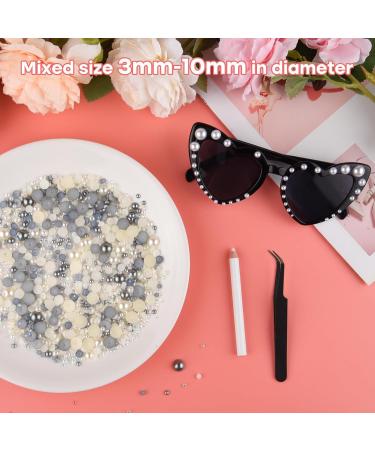 Astaron 50g Flat Back Mixed Street Stones & Half Pearls - Rhinestones for Nail Art Cups & Shoes (Silver Gray/White) - International Shipping Available - Buy Online on GoSupps.com