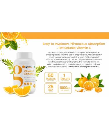 GLIMLACH Vitamin C Complex 1000mg - Non-GMO Gluten-Free Pure & Natural Dietary Supplement - Supports Immune System (Pack of 5 50 Tablet Each Jar) - Buy Online on GoSupps.com