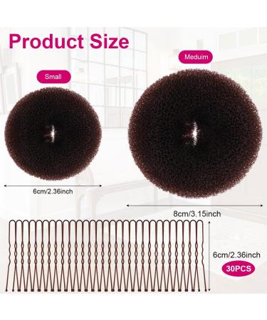 URAQT Hair Donut Bun Maker Set - 4 Pcs Ring Style Shaper with 30 Hair Pins, Brown Chignon Doughnut Bun Accessories for Girls, Kids, Women - DIY Chignon Hair Styles - 2 Sizes - Buy Online on GoSupps.com