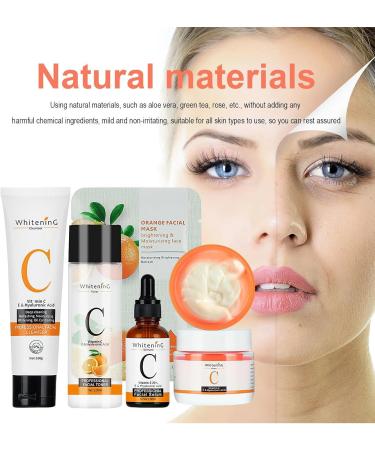  LINGJIONG Vitamin C 5-Piece Face Serum Set - Brightening Vitamin C for the Face - Vitamin C Skin Care Products Series Cleanser Toner Essence Face Cream for a Clean and Rejuvenating Effect Lingjiong - Buy Online on GoSupps.com