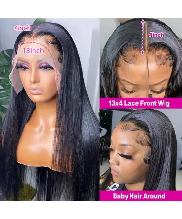 28 Brazilian Virgin Human Hair Lace Front Wig - Straight 13x4 HD Lace Frontal Wig for Black Women - Pre-Plucked with Baby Hair - 150% Density - Buy Online on GoSupps.com