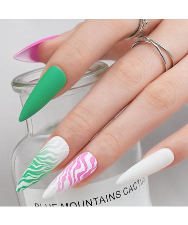 Extra Long Press on Nails XXL Barbie Pink and Green  Jofay Fashion Fake Nails with Designs  False Nails with Glue  Stick on Nails for Women Girls  Natural & Reusable  Acrylic Nail Tips  Alps  24pcs