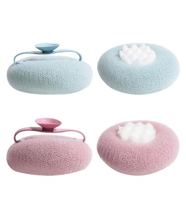 Oneleaf Bathing Bliss Versatile Massage Bath Ball Exfoliation Back Scrub Bath Rub Perfect for Your Skin Pampering Session-Purple+Blue