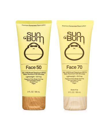 Sun Bum Original SPF 50 and SPF 70 Sunscreen Face Lotion | Vegan and Hawaii 104 Reef Act Compliant (Octinoxate & Oxybenzone Free) Broad Spectrum Fragrance-Free UVA/UVB Sunscreen with Vitamin E|3oz