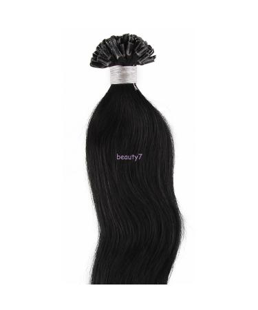 Beauty7 50 STK U-Tips 100% Remy Real Hair Extensions - 24 Inch #1 Black - 60cm Bonding Strands - Buy Online on GoSupps.com