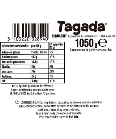 HARIBO - Tagada - Strawberry Flavored Sweets - Box of 210 Sweets - 1.05 kg (Pack of 1) - Buy Online on GoSupps.com