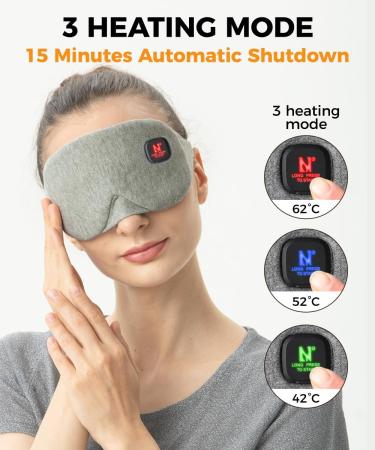 Aroma Season Heated Eye Mask Warm Compress for Eyes Cordless Heated Eye Masks Block light Rechargeable Washable Design Gift for Men Women(Grey) - Buy Online on GoSupps.com