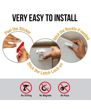 Upgraded Invisible Baby Proofing Cabinet Latch Locks (10 Pack) - No Drilling or Tools Required for Installation  Works with Most Cabinets and Drawers  Works with Countertop Overhangs  Highly Secure - Buy Online on GoSupps.com