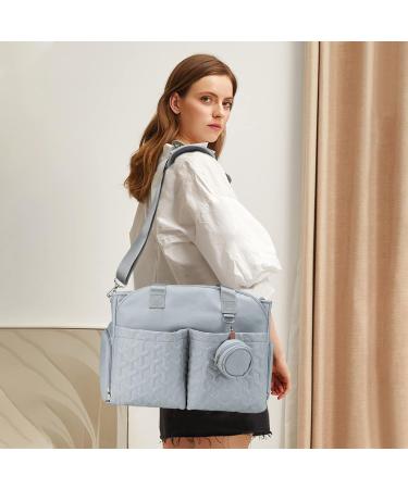 SONARIN Stylish Large Capacity Baby Changing Tote Bag - Waterproof Satchel Messenger Diaper Bag in Light Blue - Buy Online on GoSupps.com