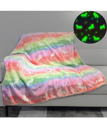 MOYORA Glow In The Dark Dinosaur Throw Blanket - Soft Toy Cozy Flannel Plush - Perfect Birthday Gift for Kids - 50x60 Unicorn - Buy Online on GoSupps.com