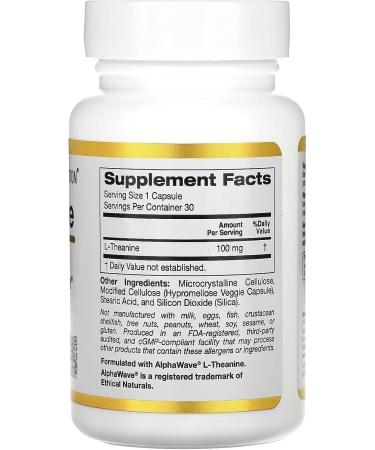 L-Theanine Compatible With California Gold Nutrition Featuring AlphaWave 100 mg 30 Capsules + Bonus Pill Organizer Weekly Pill Organizer Mini - Buy Online on GoSupps.com