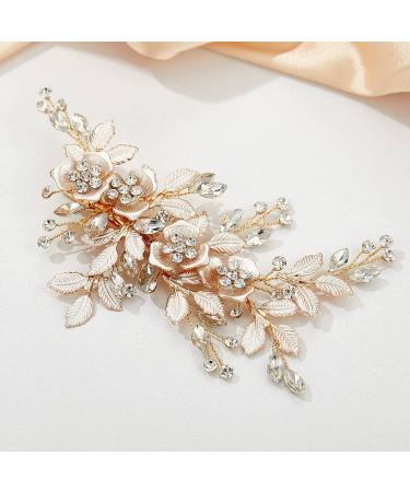 SWEETV Rhinestone Bridal Hair Comb - Light Rose Gold Wedding Hair Clip for Brides - Buy Online on GoSupps.com