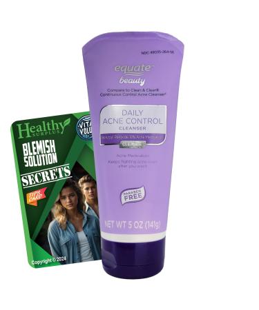 Healthy Surplus Equate Beauty Daily Acne Control Cleaner 5 OZ (141g) and Vital Volumes Blemish Solution Tips Card