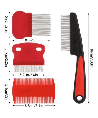 Molain Cat Dog Flea Comb Set - 4 Piece Tear Stain Remover & Grooming Tool for Pets - Red - Buy Online on GoSupps.com