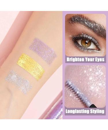  YUNFAN 3 Colors Glitter Eyeshadow Mascara Mascara Lengthening Diamond Sparkly Waterproof Eyelashes Eyelash Mascara Wedding Party - Buy Online on GoSupps.com