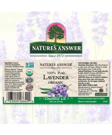 Nature's Answer Organic Lavender Essential Oil 100% Pure - 0.5 fl oz (15 ml) - Buy Online on GoSupps.com