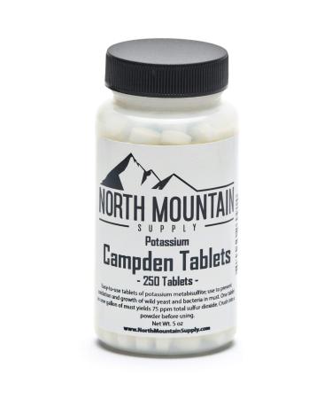North Mountain Supply Campden Tablets (Potassium Metabisulfite) - 250 Tablets - 5 Ounce Jar 1 Count (Pack of 1)