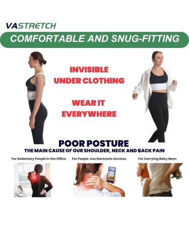 Posture Corrector for Women - Slim Adjustable Shoulder Brace for Upper Back Pain & Chest Pain Relief - Comfortable Under Clothes Large White Back Brace - Buy Online on GoSupps.com