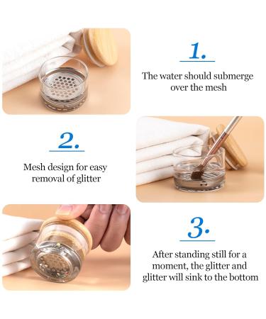 2PCS Nail Brushes & Washing Cup Set | Acrylic Liquid Powder Dappen Dish - Portable Nail Art Cleaner Tool for Glitter & Sequins - Buy Online on GoSupps.com