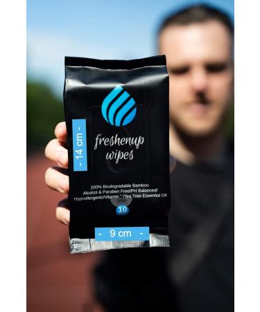 Freshenup XXL Full Body Wet Wipes for Adults | 3x10 Moist Bamboo Towels with Tea Tree Oil | 100% Degradable | Travel Hiking Camping Festival Essentials - Buy Online on GoSupps.com