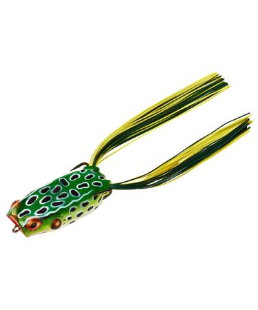 BOOYAH Poppin' Pad Crasher Topwater Bass Fishing Hollow Body Frog Lure with Weedless Hooks Leopard Frog