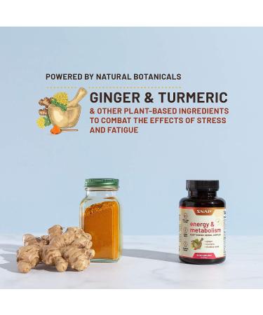 Metabolism & Natural Energy Supplements for Fatigue Relief | Stress & Mood Support | Energy Booster Pills for Women & Men with Ginger, Turmeric, Rhodiola Rosea, Herbs & Vitamins - 60 Capsules - Buy Online on GoSupps.com