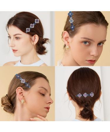 XINCHEN Crystal Flower Hummingbird Hair Clip 4 Pieces Hummingbird Hair Clip with Crystal Flower Fashion Double Layer Mini Hair Clips Sparkling Crystal Stone Braided for Women - Buy Online on GoSupps.com