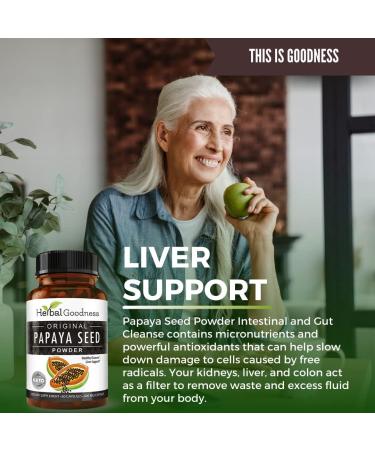 Herbal Goodness Papaya Seed Powder Capsules - Natural Cleanse for Colon Kidney Liver Intestine & Gut Health - Prebiotic Antioxidant with Fiber & Papain - 60 Count - Buy Online on GoSupps.com