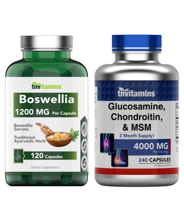 Boswellia Serrata 1200mg (120 Capsules) & Glucosamine Chondroitin MSM Complex 4000mg (240 Capsules)