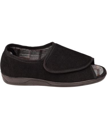 Men's Extra-Wide 80-D Memory Foam Diabetic Slipper | Adjustable Closures | Warm Plush Fleece | Arthritis Edema Swollen House Shoes | Machine Washable | Anti-Slip Sole | Black - Size 12 - Buy Online on GoSupps.com