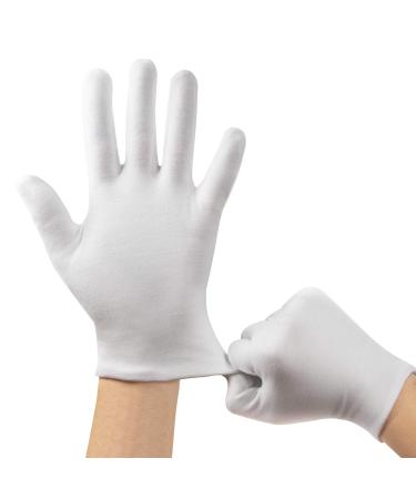 Cotton Gloves 10pairs (20Pcs) White Cotton Gloves for Women and Men Washable Stretch Cotton Gloves for Dry Hands and Eczeme Moisturizing Cloth Gloves Coin Jewelry Silver Cotton Inspection Gloves