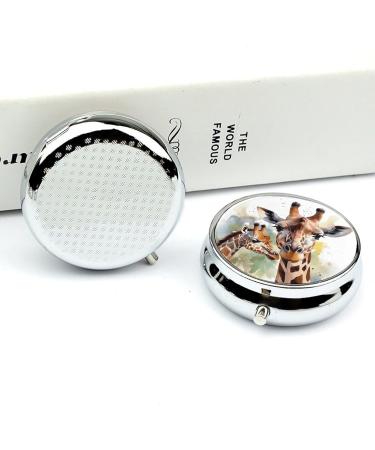 Meta Title: "Travel Pill Box with 3 Compartments - Watercolor Deer & Giraffe Print - Portable Pill Organizer for Purse & Pocket - Buy Online on GoSupps.com