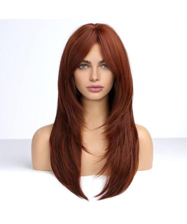 Buy Haircube 23-Inch Long Dark Auburn Synthetic Layered Wig for Women - Perfect for Daily Wear Parties & Cosplay - Buy Online on GoSupps.com