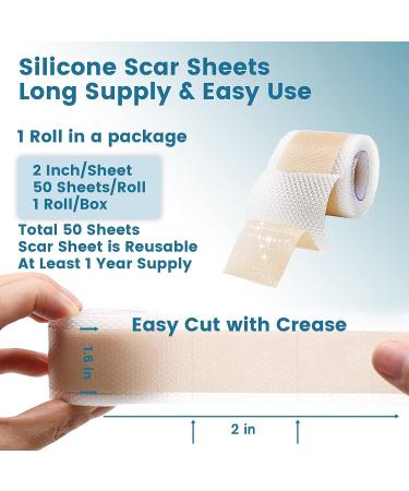 Medical-Grade Silicone Scar Sheets for Surgical Scars, Keloids, and Stretch Marks - 1.6 x 120 inches - Buy Online on GoSupps.com