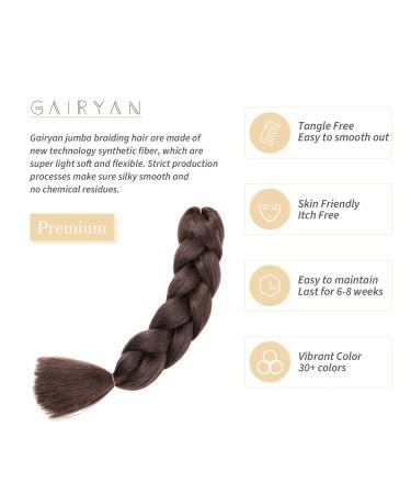 Buy Gairyan Brown Jumbo Braids Extensions | 24-Inch Kanekalon Synthetic Box Braids | 1 Piece Medium Brown Hair for Braiding - Buy Online on GoSupps.com