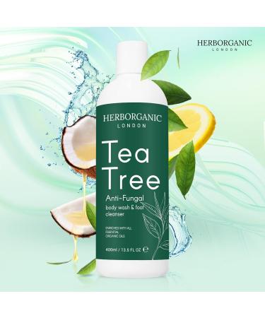 HerbOrganic Tea Tree Body Wash - 400ml | Anti-Bacterial & Anti-Fungal Shower Gel | Vegan Formula for Odor & Foot Cleansing - Buy Online on GoSupps.com