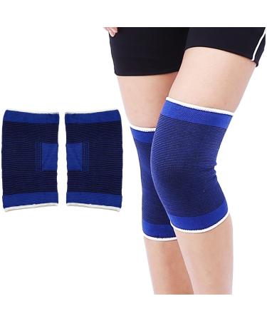SystemsEleven Knee Support - Lightweight Elasticated Sleeve Compression Bandage for Joint Pain & Sprains During Exercise & Sport Left or Right for Both Men & Women (2 x Blue Knee Supports)